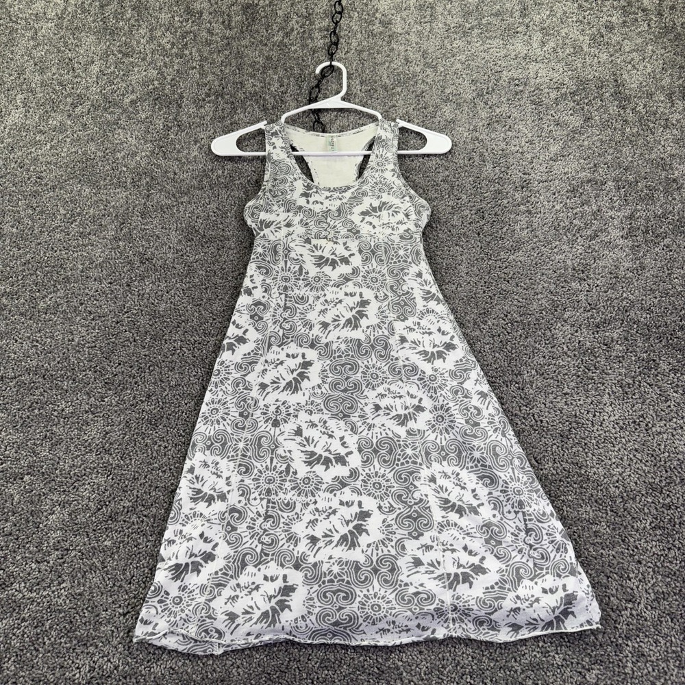 Soybu Sundress Womens XS White Gray Floral Racerback Tank Lined Summer Casual